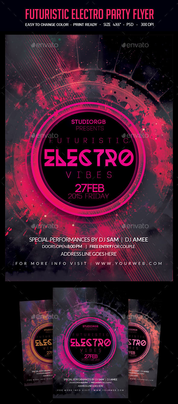 Futuristic Electro Party Flyer - Clubs & Parties Events