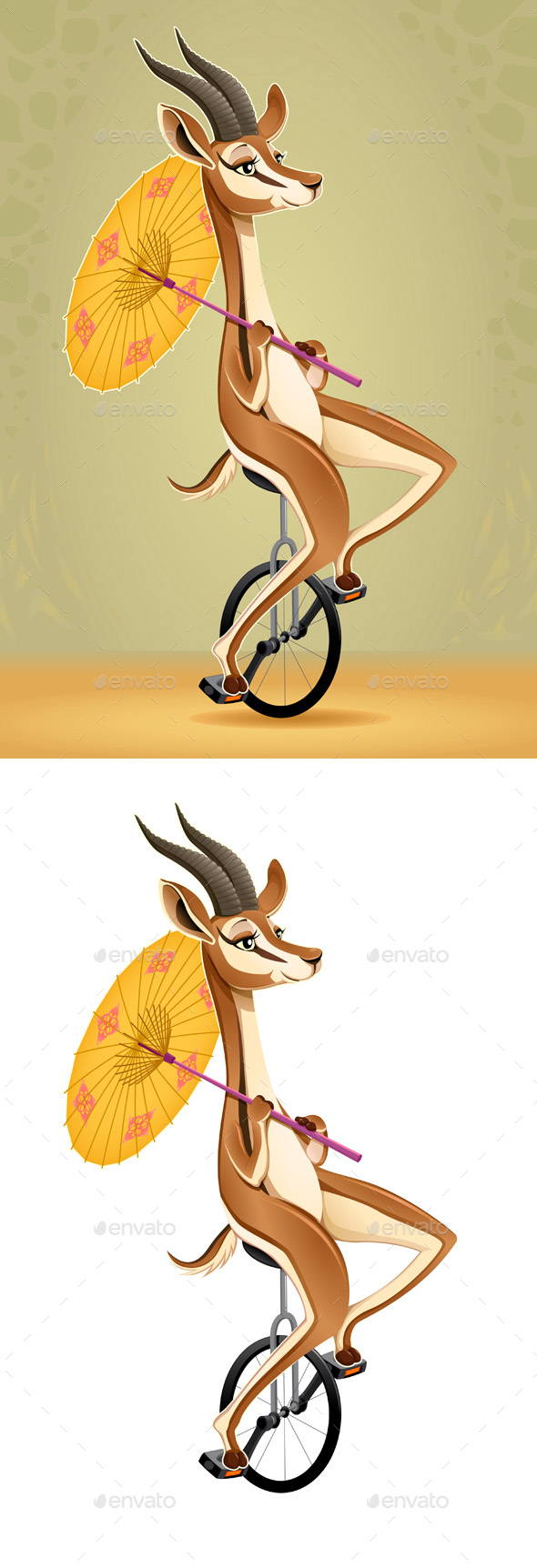 Gazelle on an Unicycle - Animals Characters