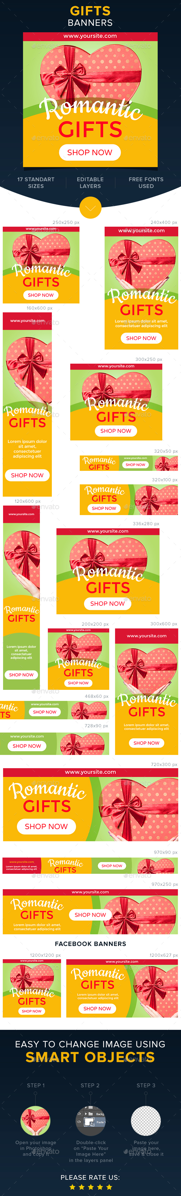 Gifts Banners - Banners & Ads Web Elements