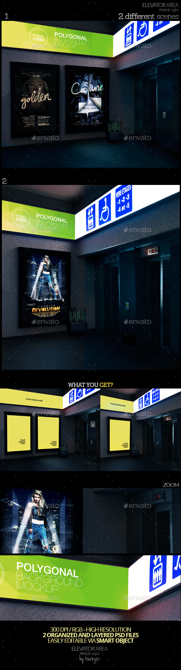 Elevator Area Mock-Ups - Product Mock-Ups Graphics