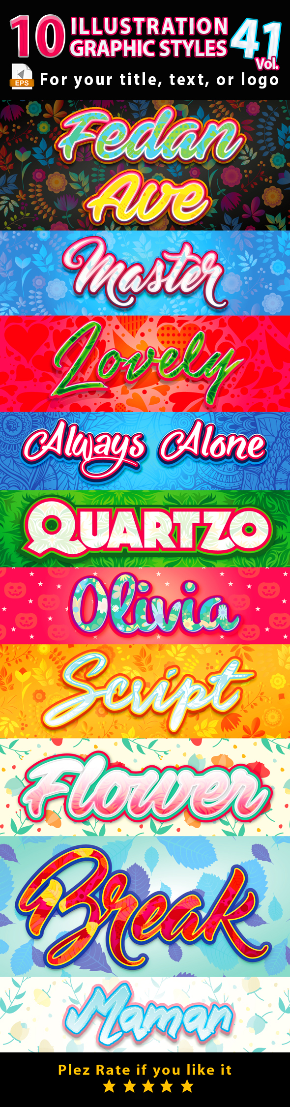10 Illustrator Graphic Styles Vol.41 - Styles Illustrator