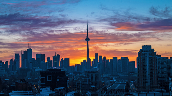 City Skyline Sunrise Toronto Cn Tower
