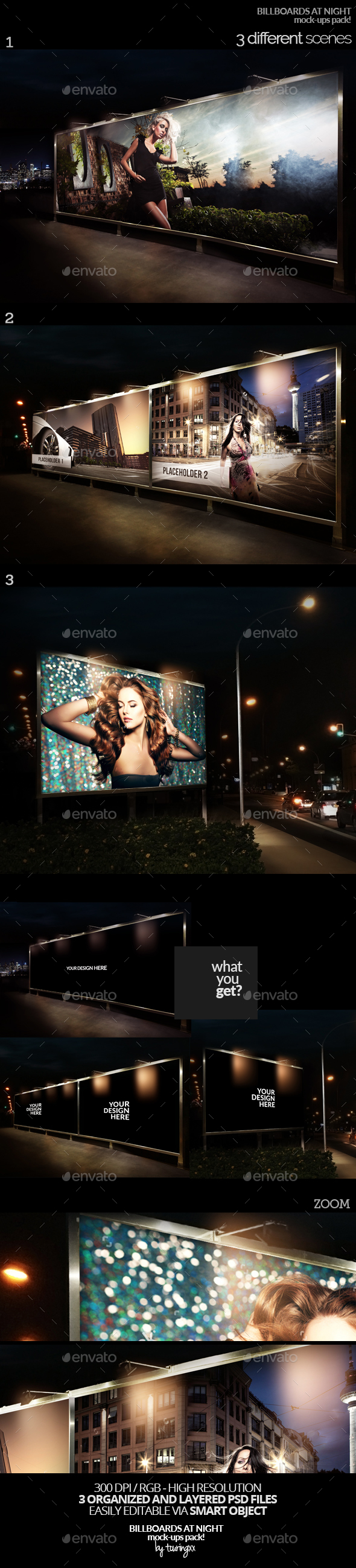 Billboards At Night Mock-Ups Pack - Product Mock-Ups Graphics