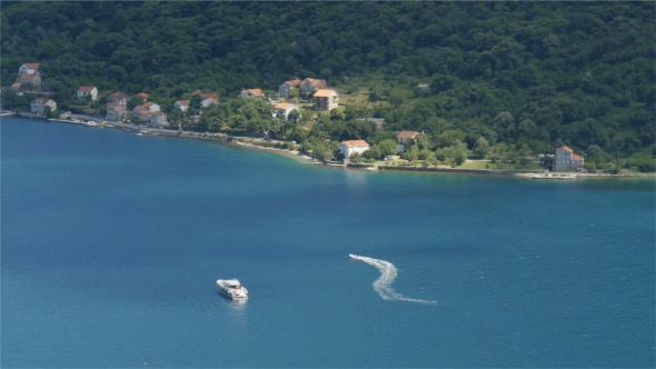 Mountain Seascape With Yacht