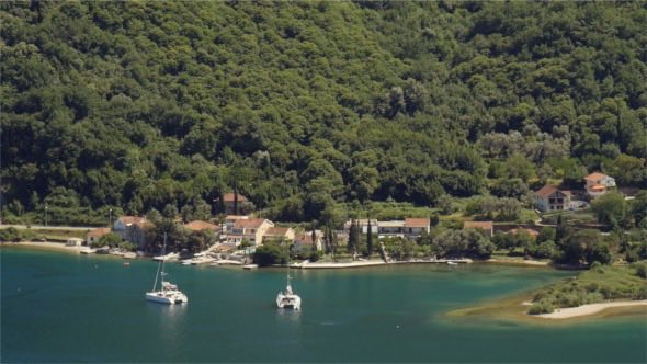 Mountain Seascape With Yachts