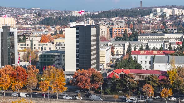 Timelapse shooting of Ministry Of Defence Of Georgia. Tbilisi. Georgia 2019 alt