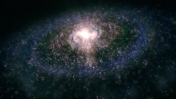 Full Frame Wide Shot of Giant Alien Blue Milky Way Like Spiral Galaxy in Deep Space