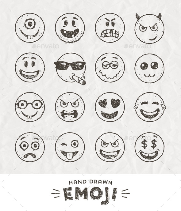 Hand Drawn Set of Emoticons - Miscellaneous Characters