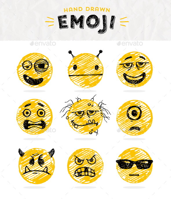 Hand Drawn Set of Emoticons - Miscellaneous Characters