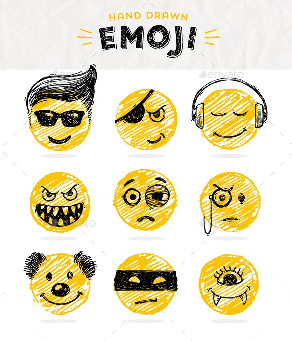 Hand Drawn Set of Emoticons - Miscellaneous Characters