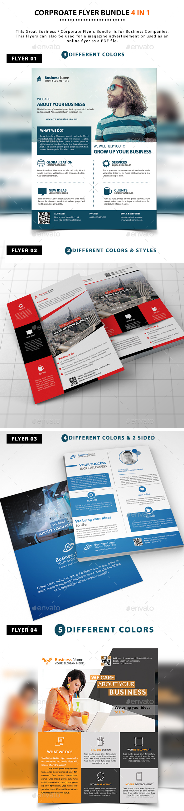 Corporate Flyer Bundle 4 in 1 - Corporate Flyers