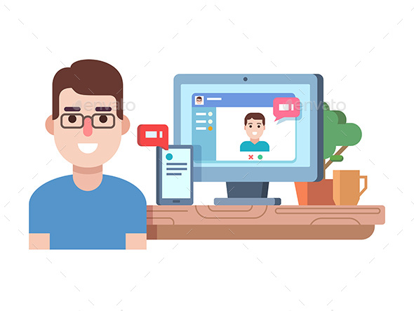 Online Chat Technology - People Characters