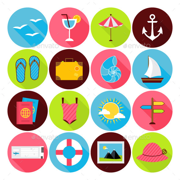 Summer Vector Flat Icons - Seasonal Icons