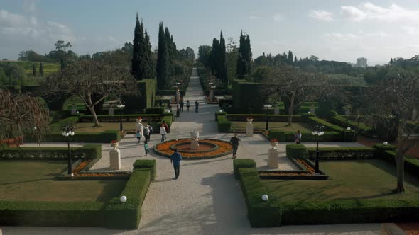 Bahai garden is popular tourist destination Acre, Israel alt