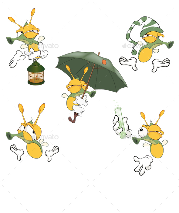 Set of Cartoon Insects - Animals Characters