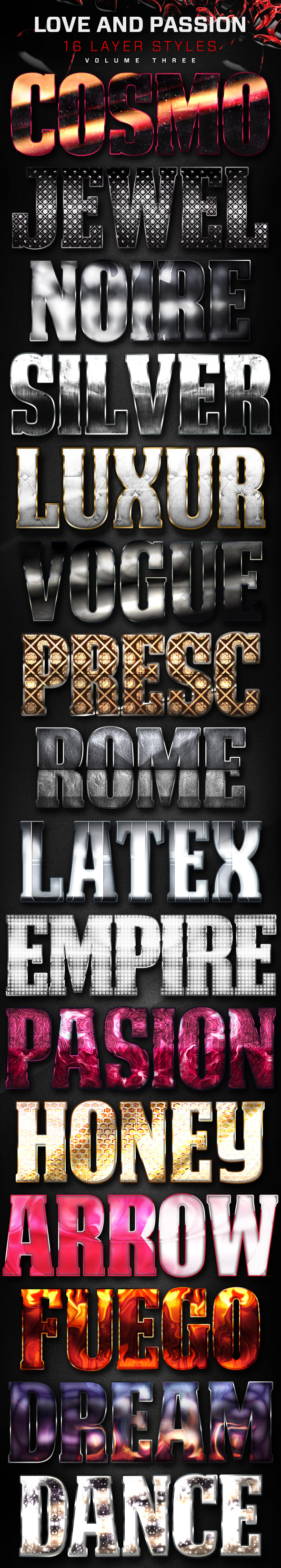 Love And Passion Layer Styles Volume 3 - Text Effects Styles