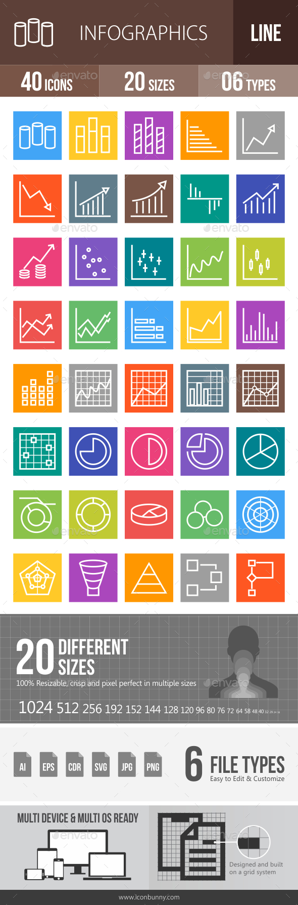 Infographics Line Multicolor Icons - Icons
