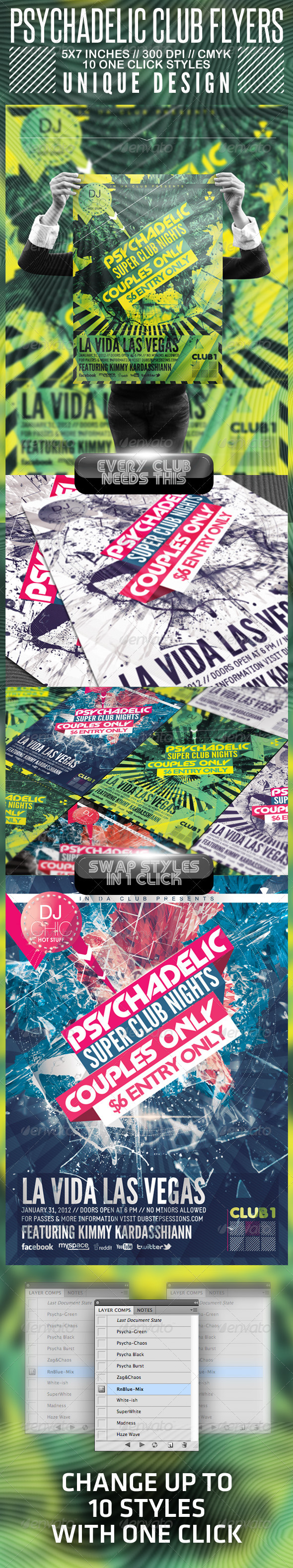 Psychedelic Club Flyer - Clubs & Parties Events