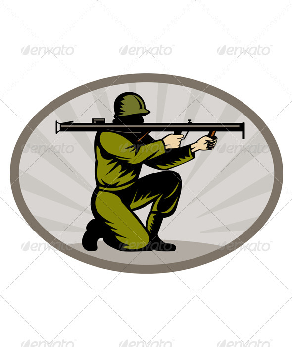 American World War Two Soldier Bazooka