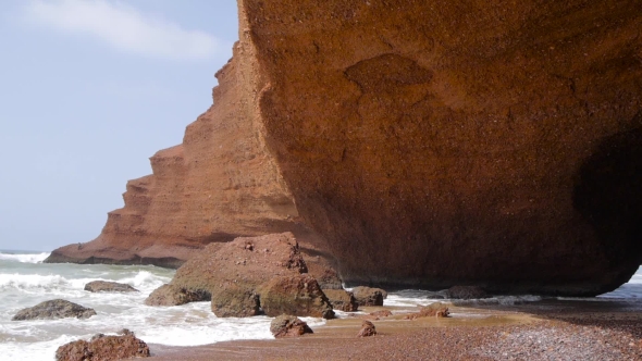 Seashore On Legzira Beach With Natural Arch alt