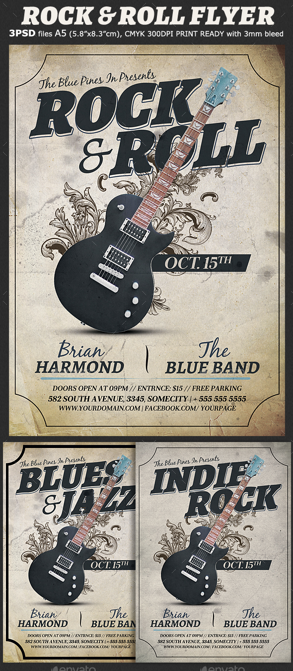 Rock & Roll Flyer Template - Clubs & Parties Events