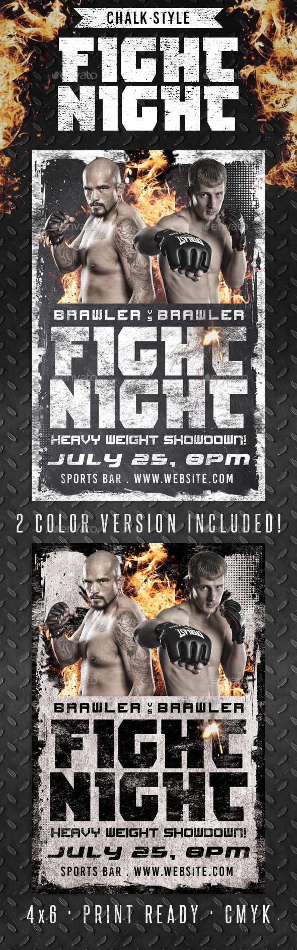 Chalk Fight Night MMA Boxing Flyer - Sports Events