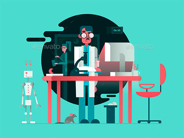 Scientist in Lab Room - People Characters