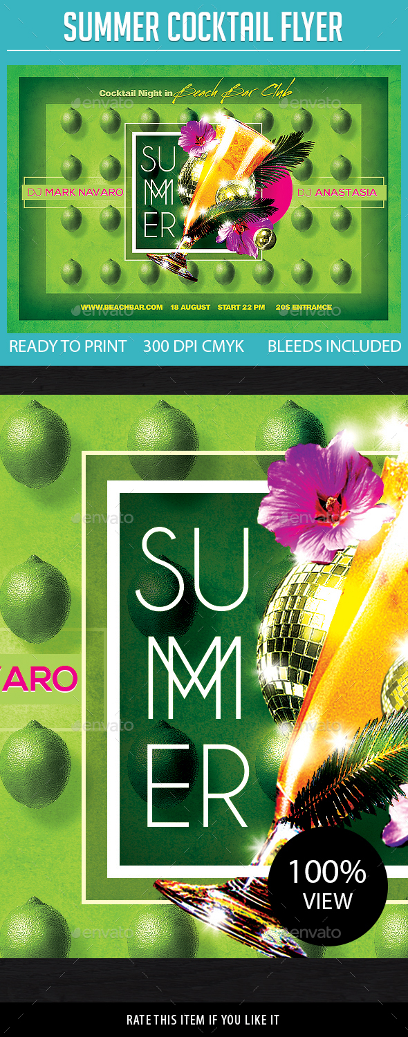 Summer Cocktail Flyer - Clubs & Parties Events