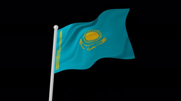 Kazakhstan Flag Flying Animated Black Background alt
