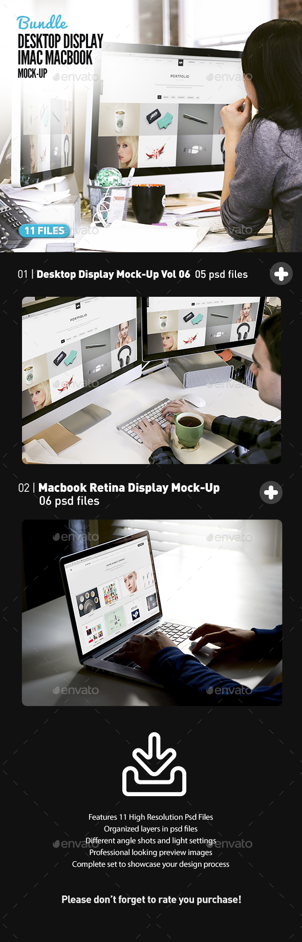 Desktop Screen Work Display Mock-Up Bundle All-in-One - Displays Product Mock-Ups