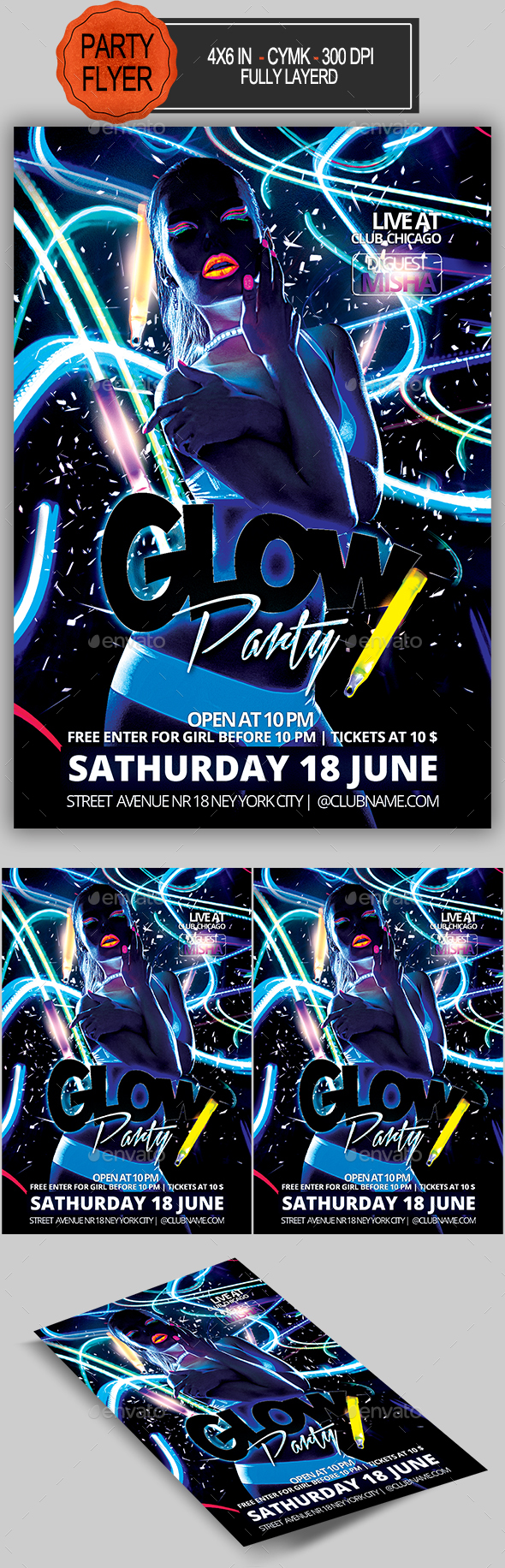 Glow Party Flyer - Clubs & Parties Events