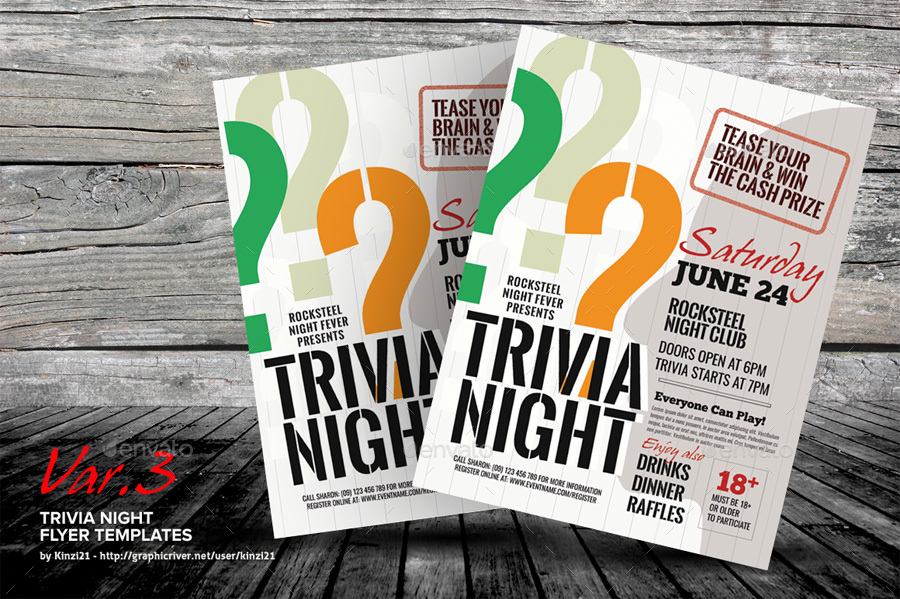 trivia night flyer templates by kinzi21 graphicriver