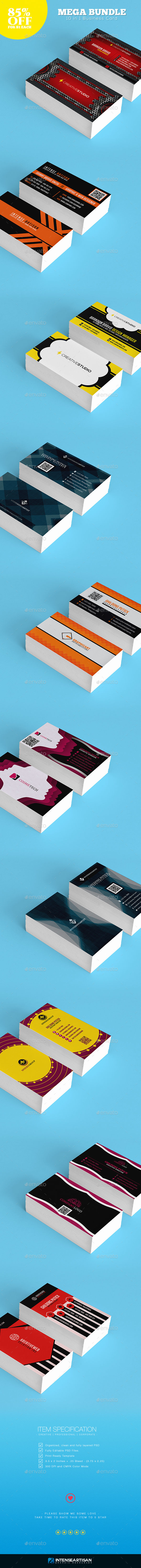 Mega Bundle - 10 in 1 Business Card - Business Cards Print Templates