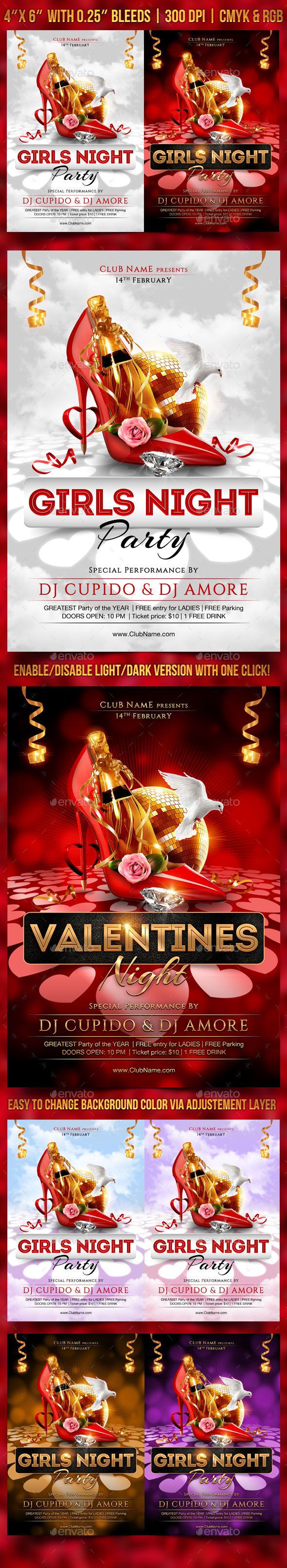 Girls Night Flyer Template - Clubs & Parties Events