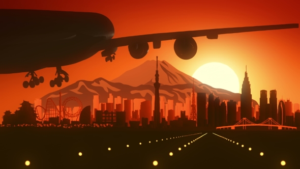 Tokyo Skyline Sunrise Landing alt