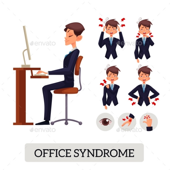 Concept of Office Syndrome - People Characters