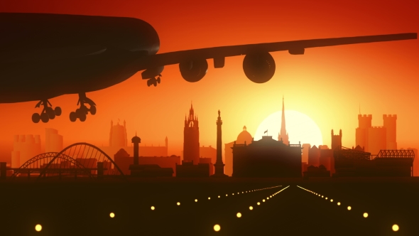 Newcastle Skyline Sunrise Landing alt