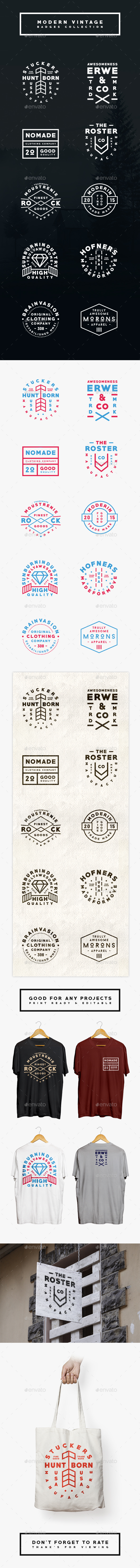 Modern Vintage Logo/Badges Collection - Badges & Stickers Web Elements