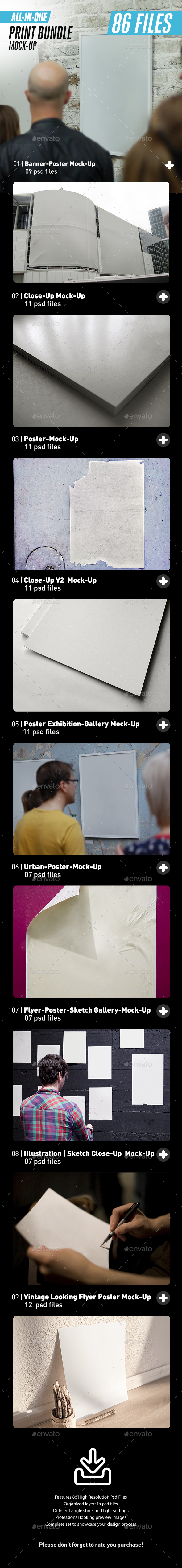 All-in-One Illustration Sketch Close-Up Logo Mock-Up Bundle - Print Product Mock-Ups