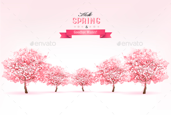 Spring Nature Background with Trees - Landscapes Nature
