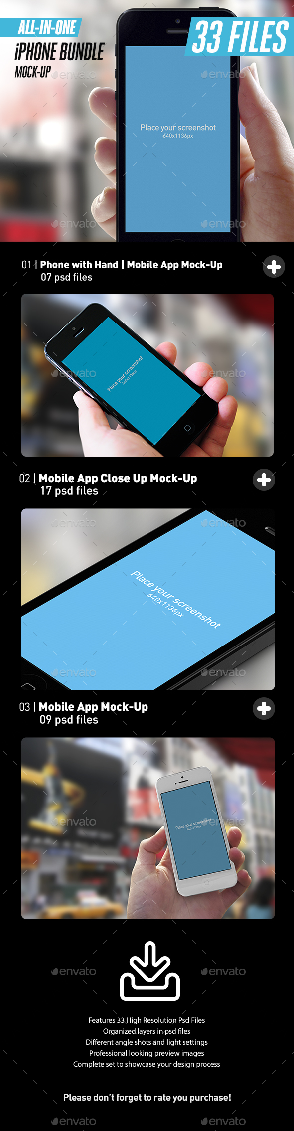 All-in-One App UI Close-Up White iPhone Mock-Up Bundle - Mobile Displays