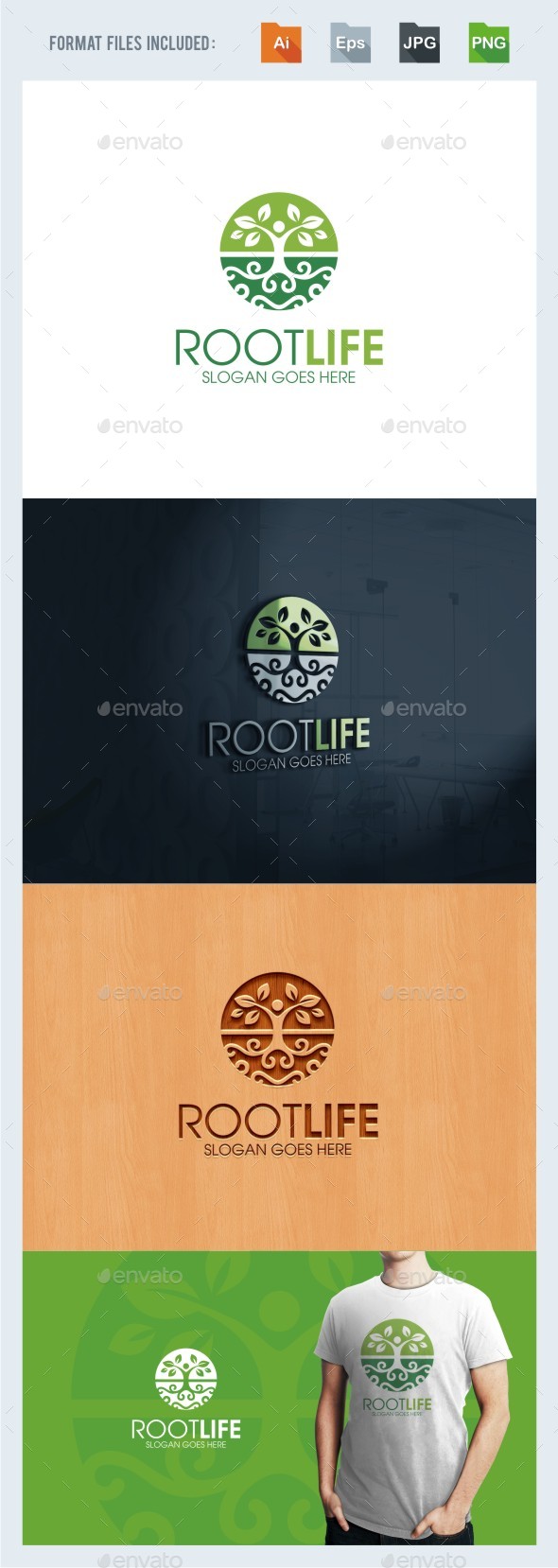 Root Life Logo Template - Nature Logo Templates