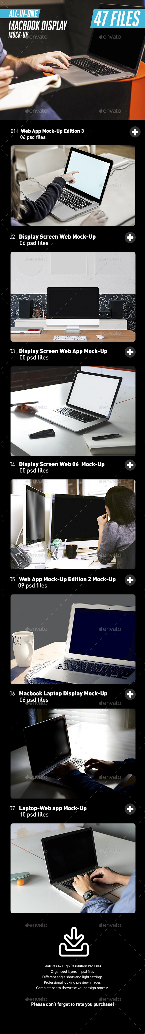 All-in-One Laptop | Macbook Pro Web App Mock-Up Bundle - Multiple Displays