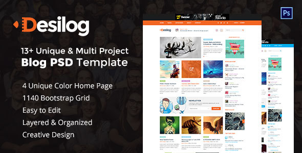 Desilog - Blog and File Resource PSD Template - PSD Templates
