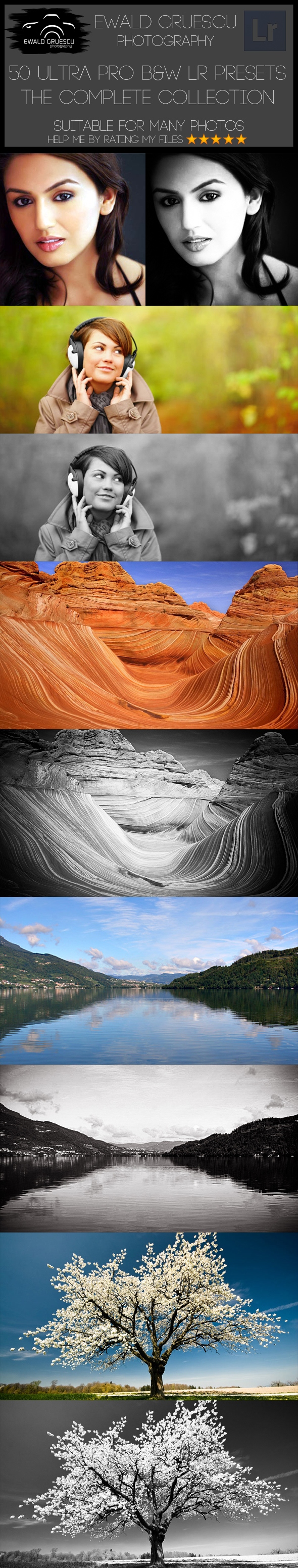 50 Ultra Pro B&W Presets - The Complete Collection - Black and white Lightroom Presets