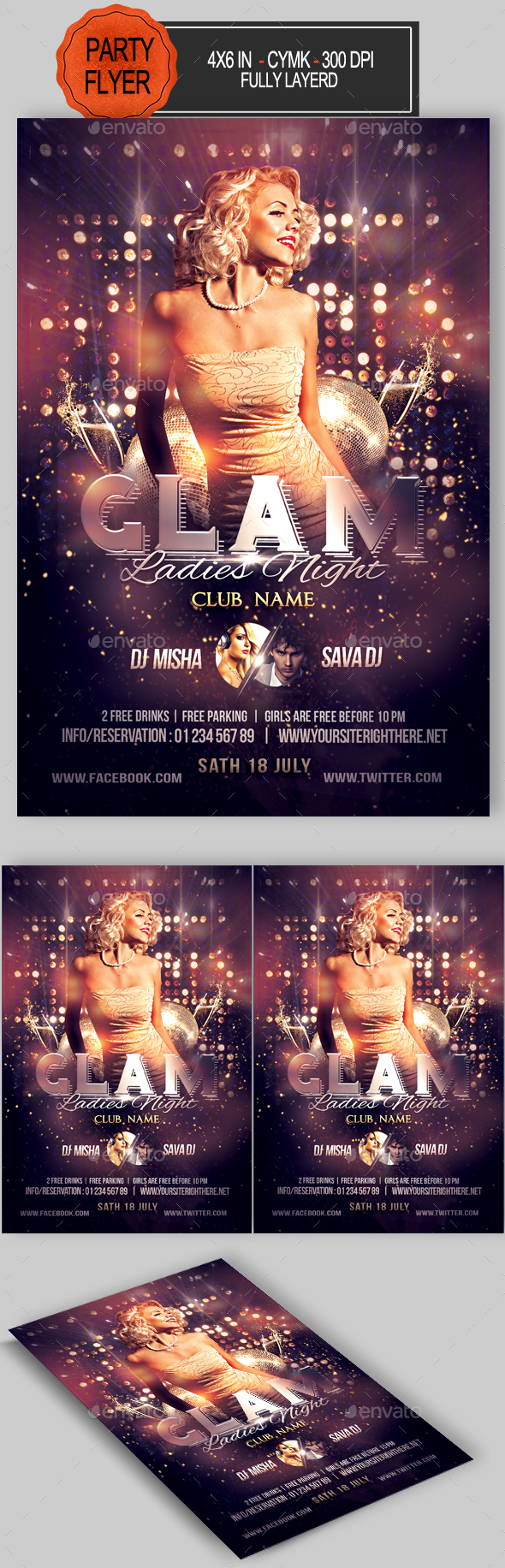 Glam Ladies Night Flyer - Clubs & Parties Events