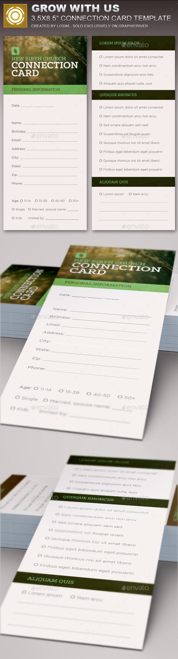 Grow With Us Connection Card Template - Cards & Invites Print Templates