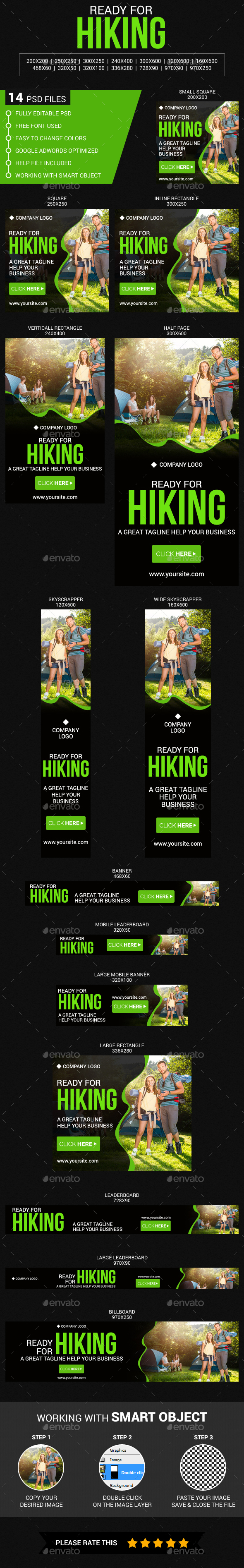 Hiking & Trekking - Banners & Ads Web Elements