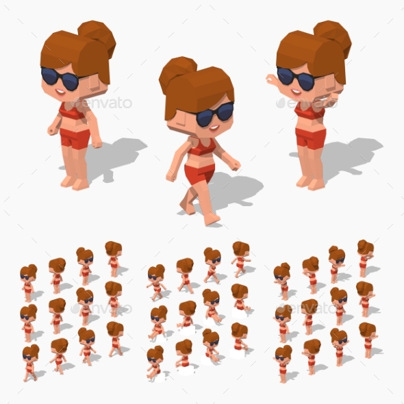 Low Poly Girl in the Bikini - People Characters