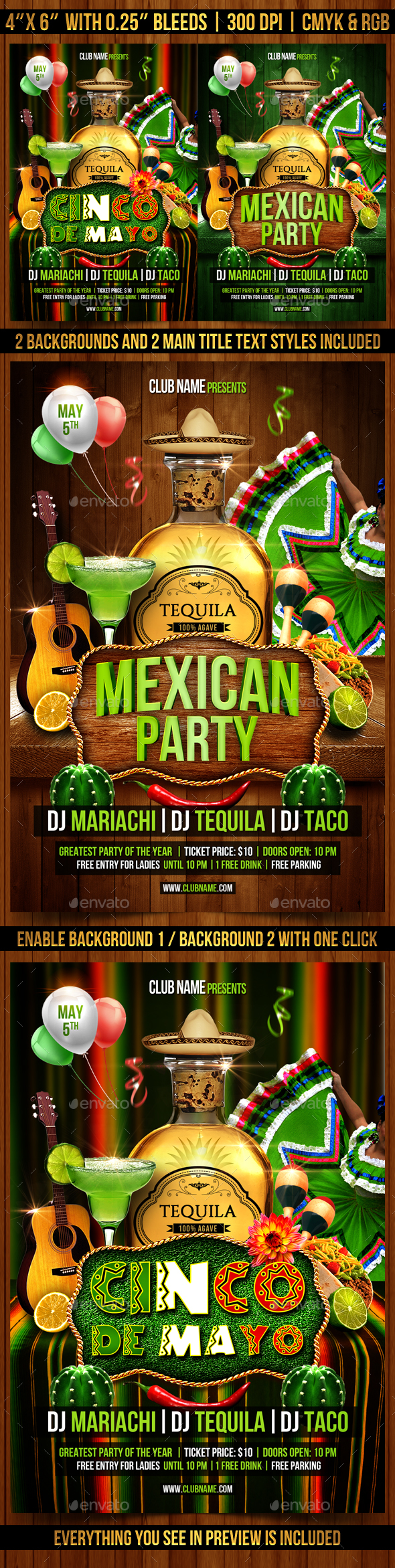 Mexican Party and Cinco de Mayo Flyer - Events Flyers
